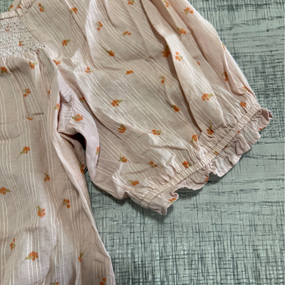 Ana Floral Print Smocked Square Neck Blouse Top Size Medium - Picture 9 of 10